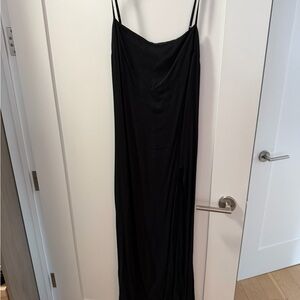 Reformation Black Spaghetti Strap Shift Dress with leg slit